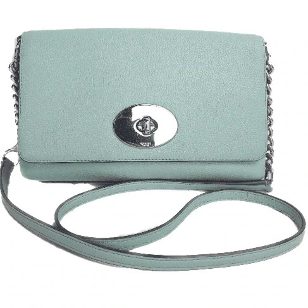 Coach Crosstown Crossbody Bag In Pebble Leather Light Green